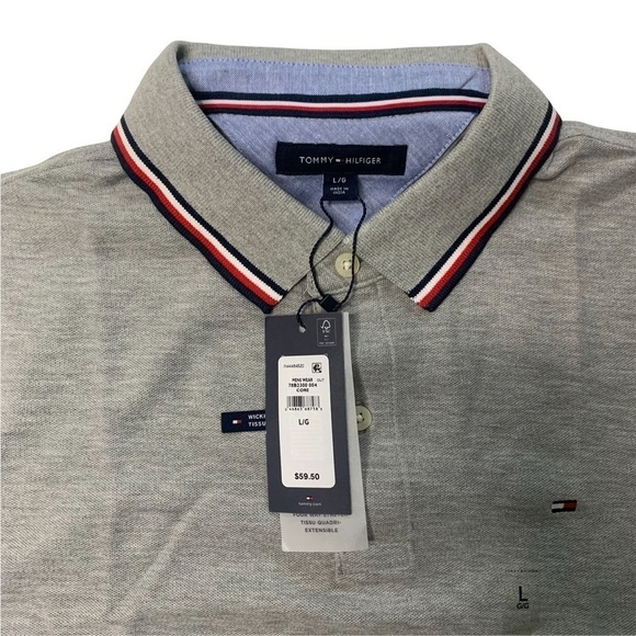 Tommy Hilfiger NWT  Gray Polo Waist Rise Hip Inseam/ Red White Blue Trim Large - Picture 5 of 15
